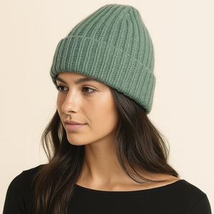 Aspen Cashmere Blend Ribbed Toque - Ice