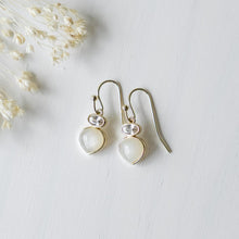 Load image into Gallery viewer, Tasia Earrings, Gold - Moonstone/Clear
