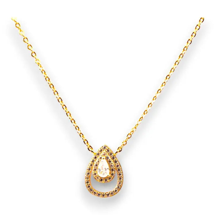 Tear Drop Necklace - 18K Gold Plated Sterling Silver