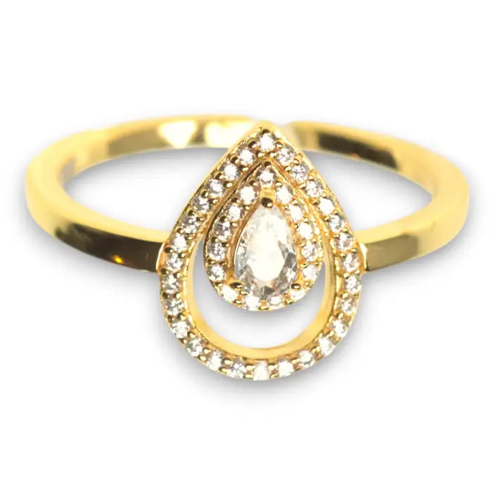 Tear Drop Ring - 18K Gold Plated Sterling Silver