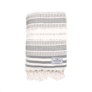 Ophelia Fleece Throw - Black Stripe