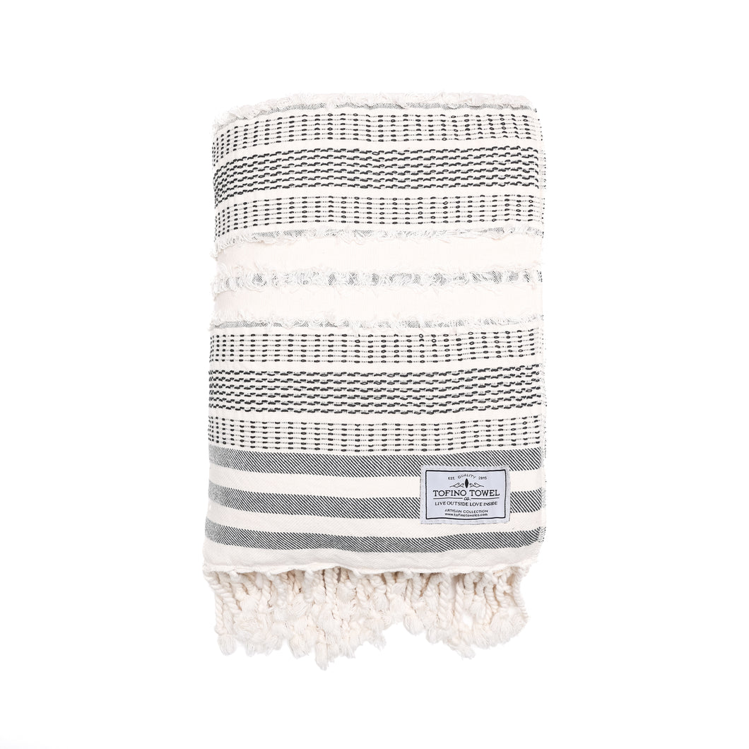 Ophelia Fleece Throw - Black Stripe