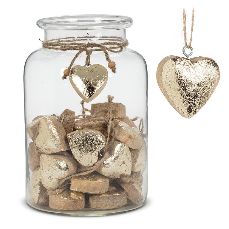 Glitter Mango Wood Heart Ornaments