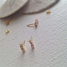 Load image into Gallery viewer, Three Sisters Triple Opal Stud Earrings - Gold Vermeil
