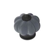 Load image into Gallery viewer, Knob - Ceramic Pumpkin, Stone Grey/ Matte Black
