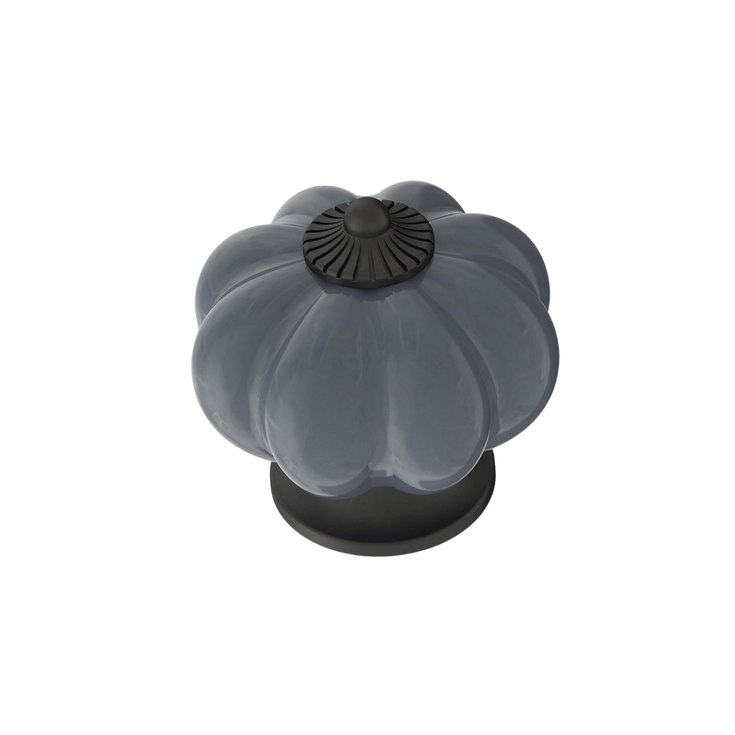 Knob - Ceramic Pumpkin, Stone Grey/ Matte Black