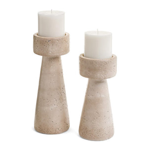 Travertine Beige Cement Candle Holder