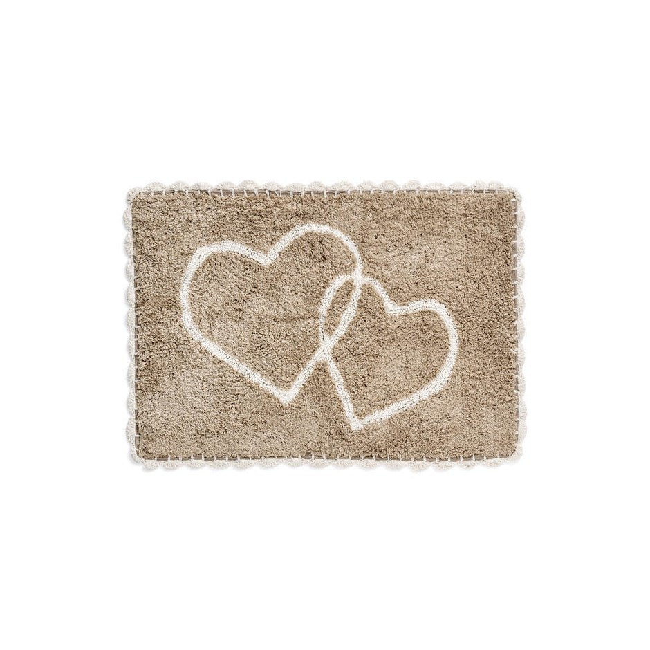 Tufted Heart Bathmat - Taupe