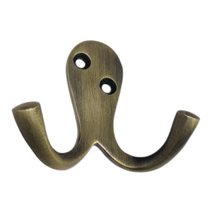 Double Hook - Antique Brass