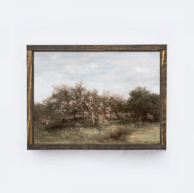 Vintage Apple Orchards Framed Art - Espresso