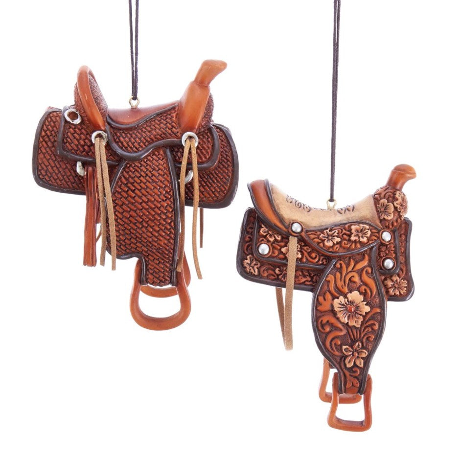 Western Saddle Ornament - 2 Assorted