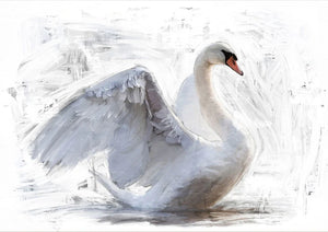 White Swan REVERSED Decoupage Paper - 24" x 33"