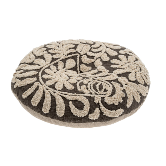 Wildflower Round Pillow - Charcoal