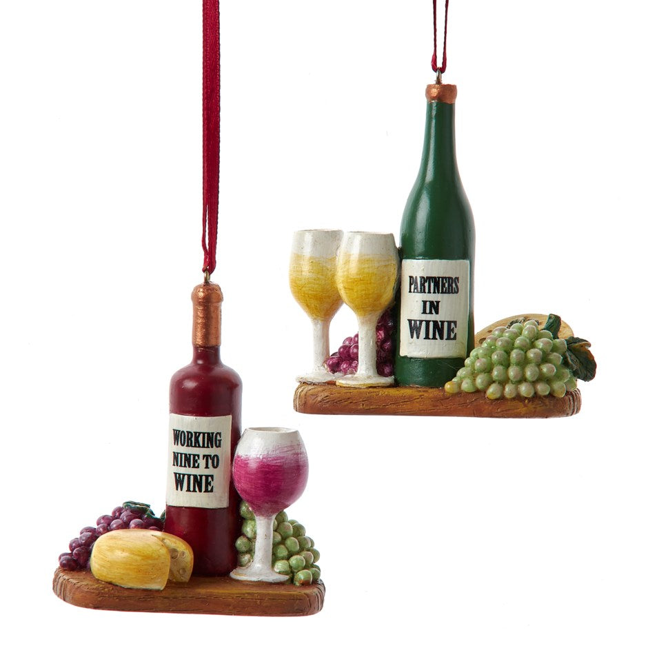 Wine Plate with Cheese Ornament - 2 Assorted