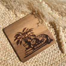 Load image into Gallery viewer, Wood Coaster - Cat With Books
