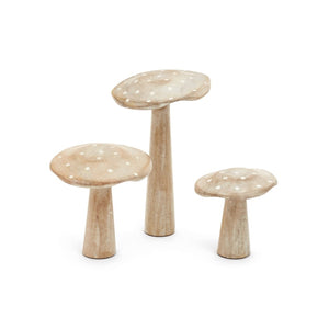 Wood Decor Mushroom - White Washed