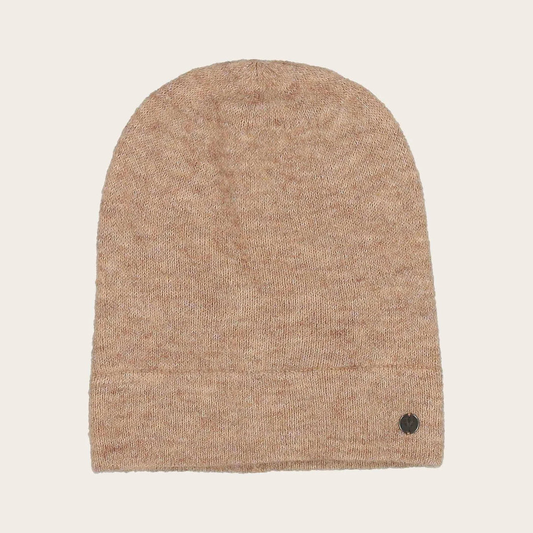 Wool Blend Knitted Beanie - Camel