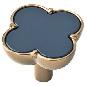 Clover Knob - Navy Blue/ Champagne Bronze