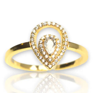 Tear Drop Ring - 18K Gold Plated Sterling Silver
