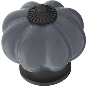 Knob - Ceramic Pumpkin, Stone Grey/ Matte Black