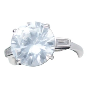 Round Cut Ring - White Gold Plated Sterling Silver