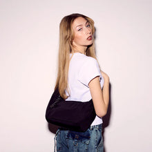 Load image into Gallery viewer, Rea Nylon Crossbody Moonbag - Black
