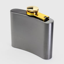 Load image into Gallery viewer, Hip Flask - Black With Brass Lid
