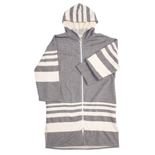 Load image into Gallery viewer, The Gale Terry Lined Zip Poncho - Grey
