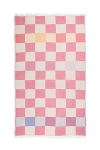 The Beckon Checkered Towel - Pink Mix