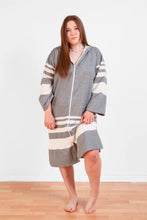 Load image into Gallery viewer, The Gale Terry Lined Zip Poncho - Grey
