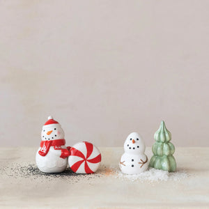 Salt & Pepper Shakers - Snowman & Tree Set