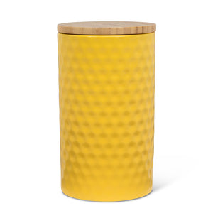 Textured Canister with Lid - Yellow