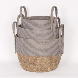 Grey And Natural Straw Baskets