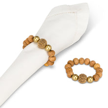 Load image into Gallery viewer, Napkin Ring - Beaded, Natural/Gold
