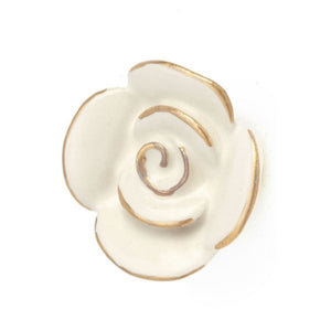 Ceramic Flower Knob - Ivory & Gold