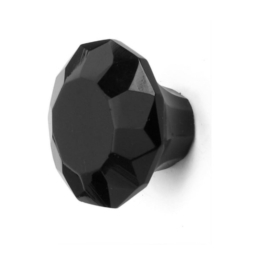 Bevelled Glass Knob - Black