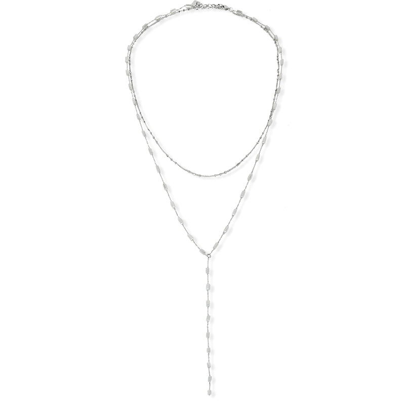 The Riley Necklace, Silver - White Opal