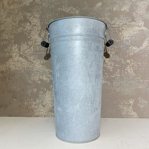 Old Zinc Sap Bucket with Black Wood Handles