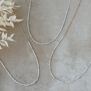 Beth Necklace - White Moon Stone/ White Pearl