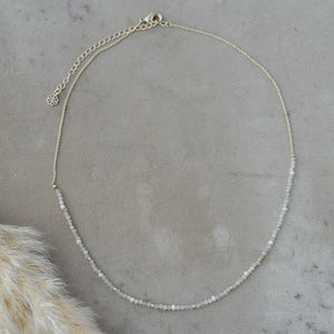 Beth Necklace - White Moon Stone/ White Pearl