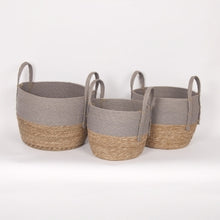 Load image into Gallery viewer, Grey And Natural Straw Baskets
