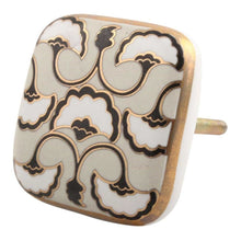 Load image into Gallery viewer, Handmade Ceramic Knob - Black &amp; Cream
