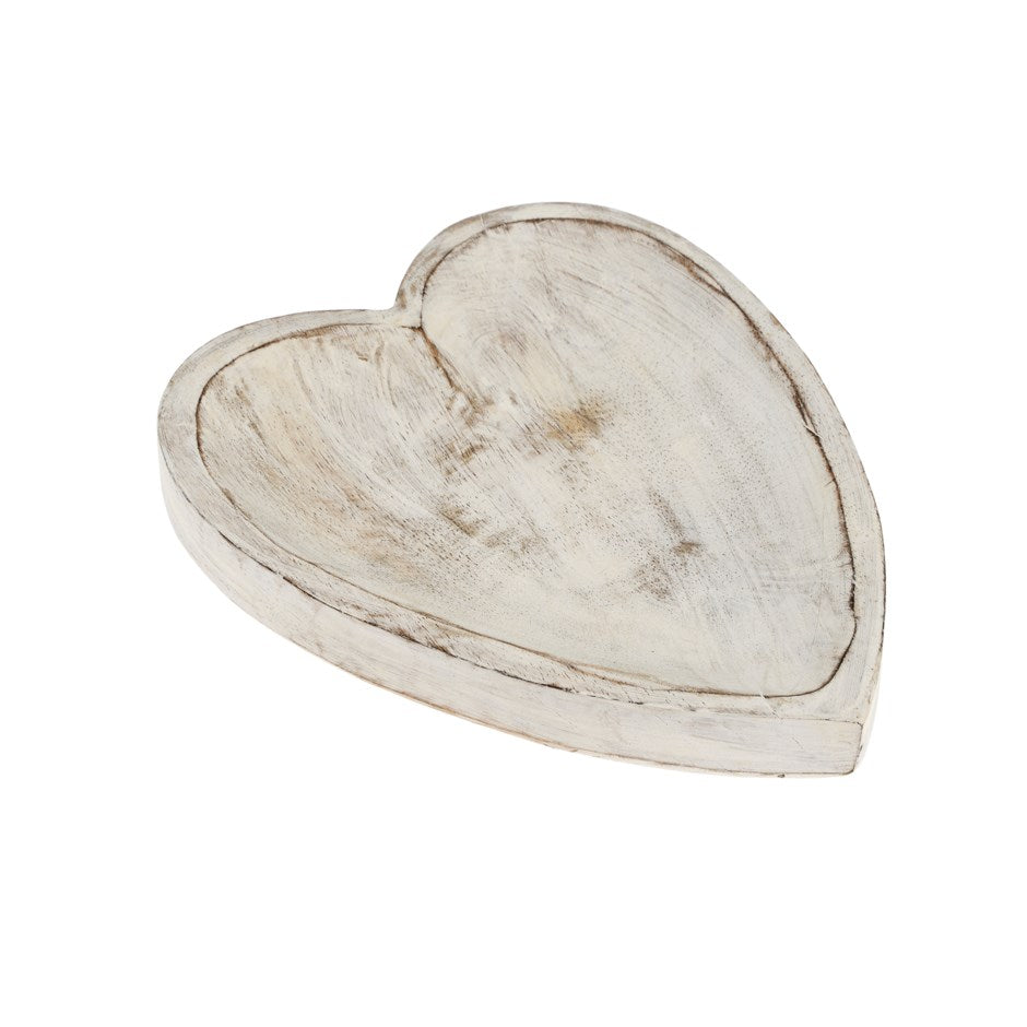Heartbeat Wooden Tray - Whitewash