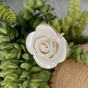 Ceramic Flower Knob - Ivory & Gold