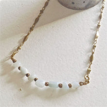 Load image into Gallery viewer, Indira Amazonite Ornate Brass Chain Necklace
