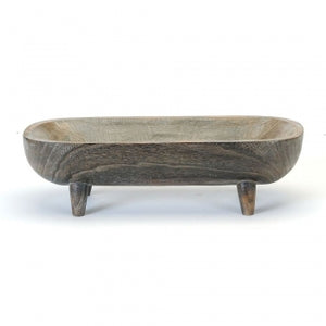 Large Carved Wood Oval Tray On legs