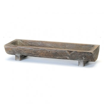 Large Carved Wood Rectangle Tray On Legs