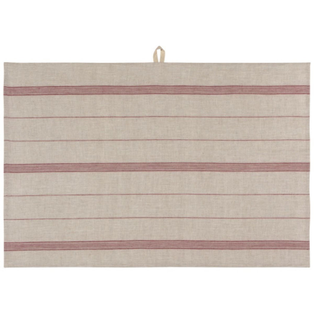 Linen Maison Stripe Tea Towel - Wine