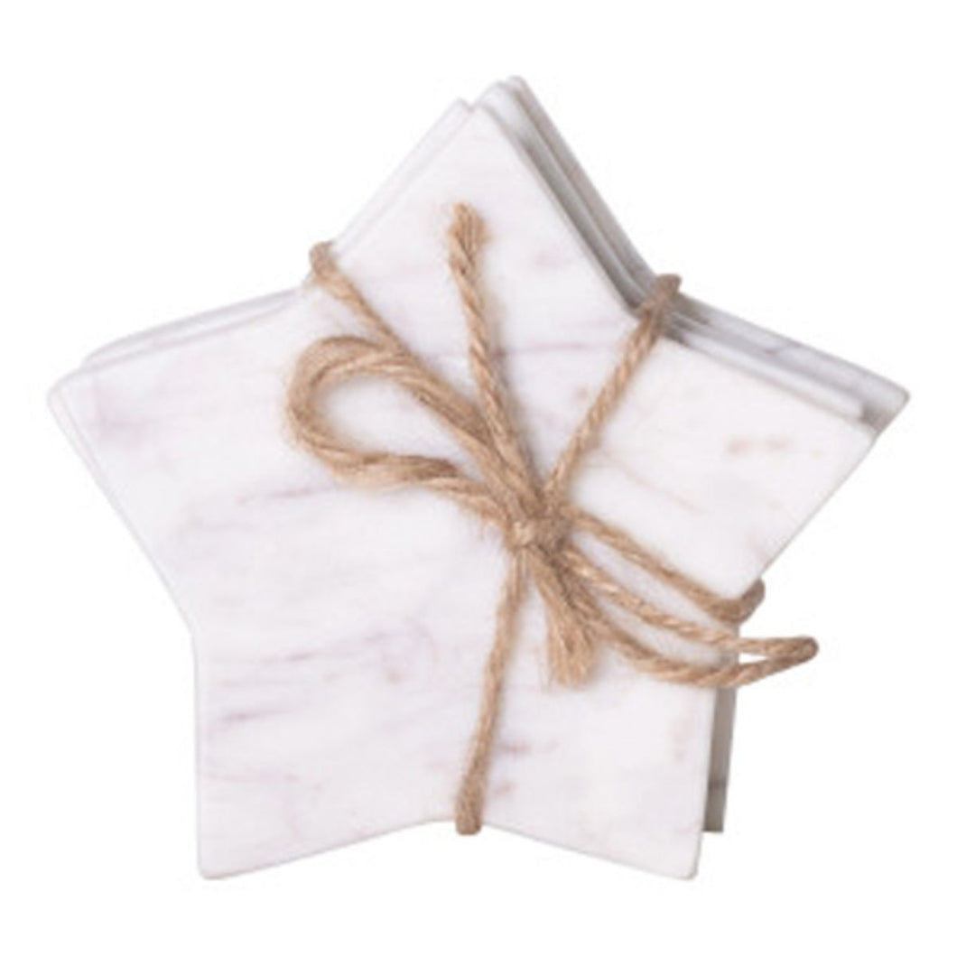 Marble Star Shaped Coasters - White