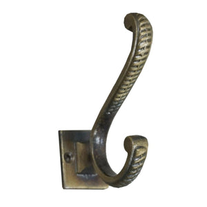 Mare Double Hook - Antique Brass